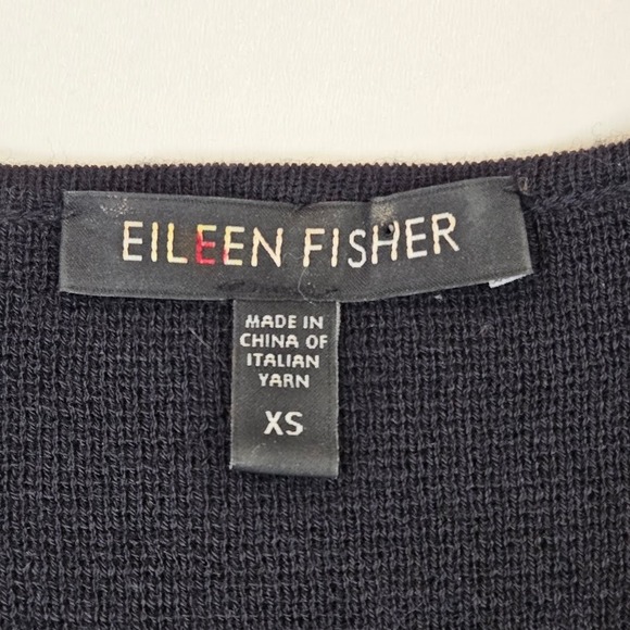 Eileen Fisher Open Front 100% Wool Cardigan Jacket Black Size XS Tunic Length - Picture 4 of 8
